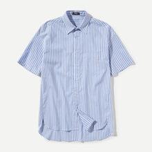 Shein Men Curve Hem Striped Shirt