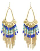 Shein Gold Plated Tassel Blue Small Beads Earrings