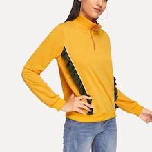 Shein Ruffle Decoration Quarter Zip Sweatshirt