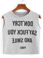 Shein Opposite Letter Print Crop Tank Top