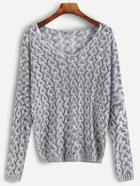Shein Grey Open Knit Sweater