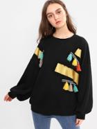 Shein Tassel Embellishing Drop Shoulder Pullover
