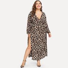 Shein Plus Deep V-neck High Split Side Dress