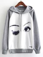 Shein Color Block Eye Print Hoodie
