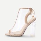 Shein Lace Up Clear Chunky Heeled Sandals