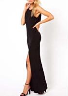 Rosewe Cowl Back Sleeveless Black Long Dress For Party