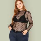 Shein Plus Sheer Dot Mesh Blouse