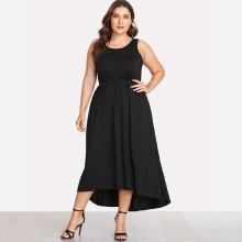 Shein Plus Solid Color Dip Hem Dress