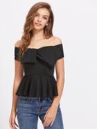 Shein Exaggerated Bow Front Tailored Peplum Top
