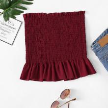 Shein Plus Ruffle Hem Pleated Tube Top