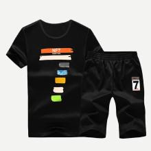 Shein Men Number Print Tee With Shorts
