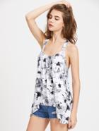 Shein Loop Back Hanky Hem Floral Tank Top
