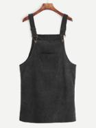Shein Black Corduroy Overall Dress With Pocket