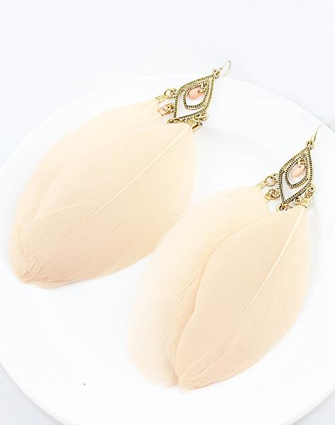 Shein White Drop Feather Earrings