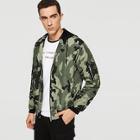 Shein Men Ruched Sleeve Camo Print Coat