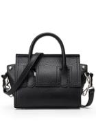 Shein Embossed Faux Leather Trapeze Bag - Black