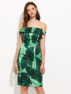 Shein Bardot Leaves Print Pencil Dress