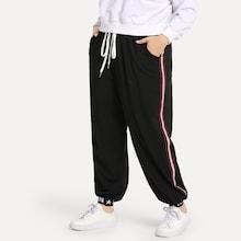 Shein Plus Striped Tape Drawstring Sweatpants