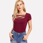 Shein Strappy Neck Solid Tee