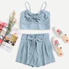 Shein Knot Front Cami Top With Shorts