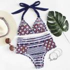 Shein Striped & Geometric Pattern Bikini Set
