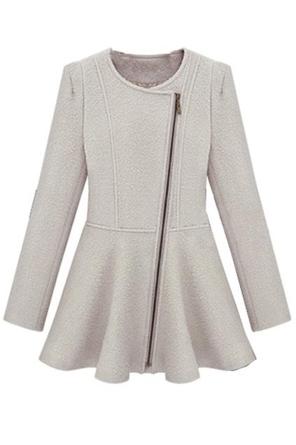 Shein Oblique Zip Wild Beige Coat