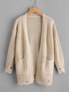 Shein Destroyed Texture Knit Cardigan Sweater