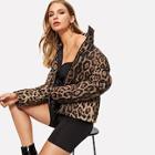 Shein Zip Up Leopard Padded Coat