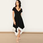 Shein Surplice Neck Colorblock Hanky Hem Dress