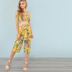 Shein Floral Print Bardot Crop Top & Skirt Set