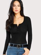 Shein Button Front Solid T-shirt