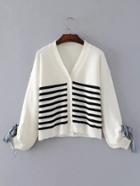 Shein Tie Sleeve Striped Cardigan