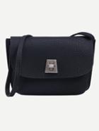 Shein Black Pebbled Faux Leather Turnlock Flap Bag