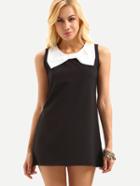 Shein Contrast Bow Embellished Sleeveless Shift Dress - Black