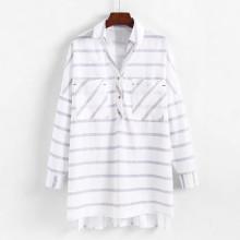 Shein Drop Shoulder High Low Stripe Shirt