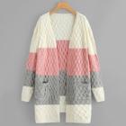 Shein Open Front Color Block Cardigan