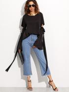 Shein Black Hollow Big Bell Sleeve Top