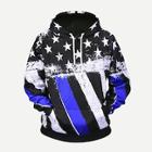 Shein Men Star Print Striped Hooded Sweatshirt