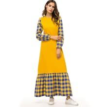 Shein Gingham Ruffle Hem Bishop Sleeve Longline Dress