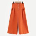 Shein Solid Button-up Wide Leg Pants