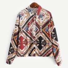 Shein Floral & Chain Print Blouse