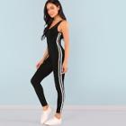 Shein Backless Striped Side Bodycon Jumpsuit