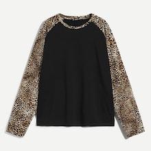 Shein Men Raglan Sleeve Leopard Print Tee