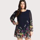 Shein Plus Botanical Print Tunic Dress