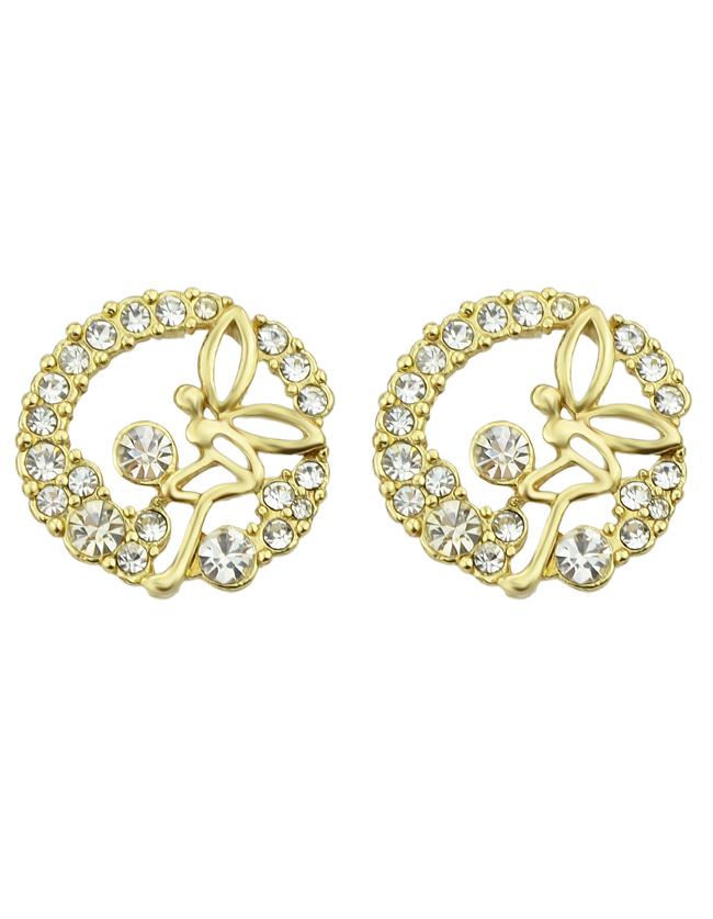 Shein Elegant Style Beautiful White Rhinestone Round Stud Earrings Woman