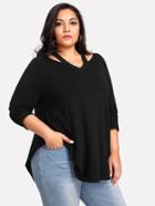 Shein Cut Out V Neck Solid Tee