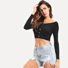 Shein Single Breasted Solid Crop Jumper