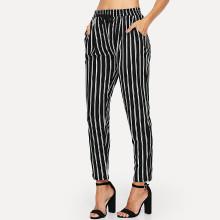 Shein Vertical-striped Tapered Leg Pants