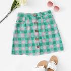Shein Plaid Button Through Skirt