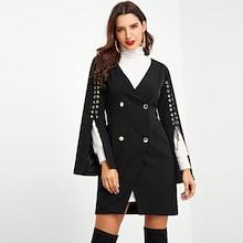 Shein Lace-up Slit Sleeve Blazer